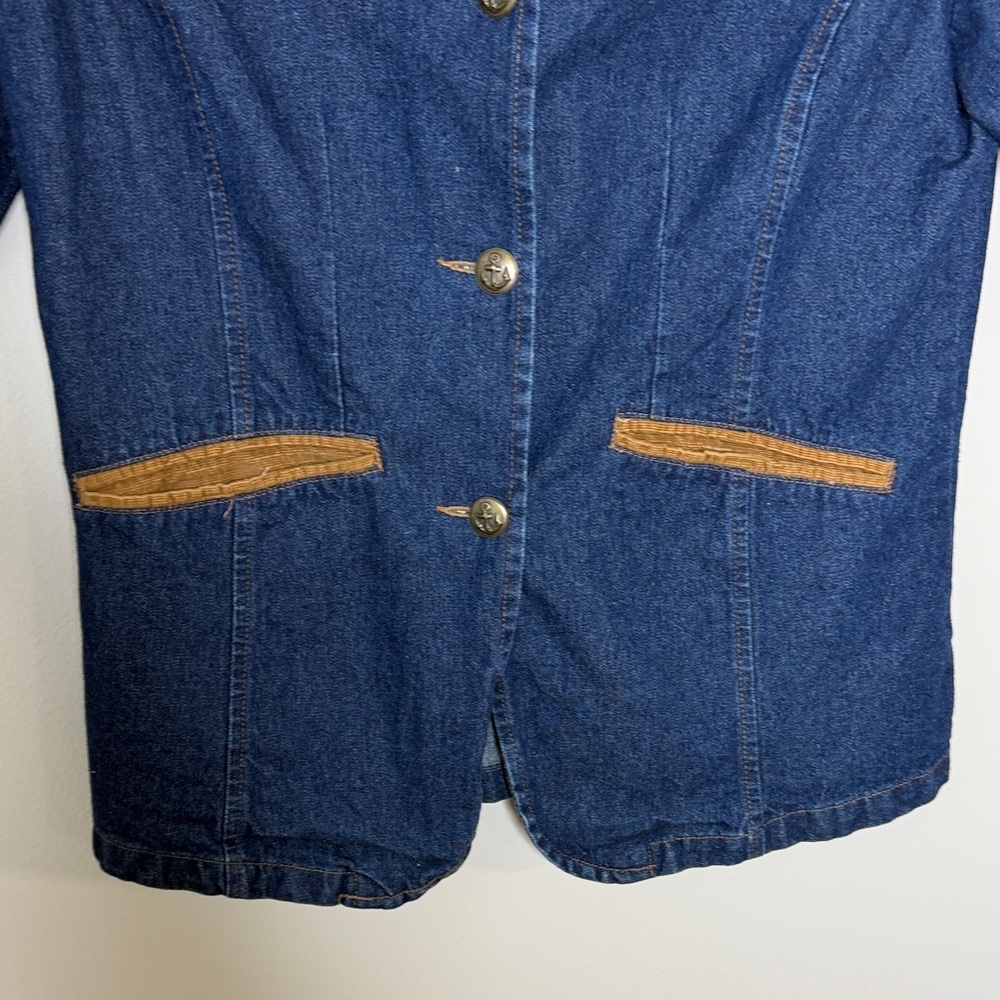 J.G. Hook Denim Jacket Petite 8P Cotton Corduroy Trim Fitted Western Style - Picture 4 of 13